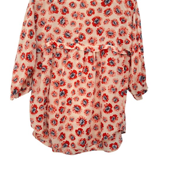 Rebecca Taylor Women Boho Floral Print 100% Silk Blouse Tie Neck 3/4 Sleeve Sz 6 - Picture 12 of 12